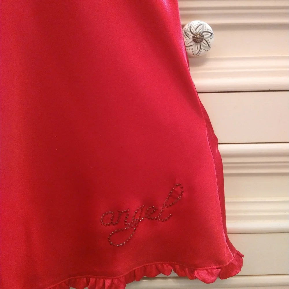 Vintage Victoria's Secret Angel Sz S Red Camisole 100 % Polyester Ruffle Angel - Picture 3 of 10